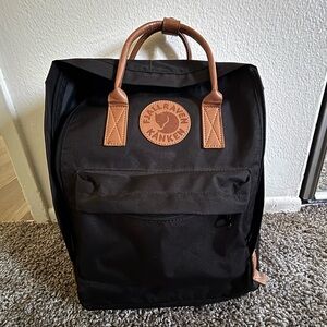 Fjallraven Black and Brown Backpack with Classic Design